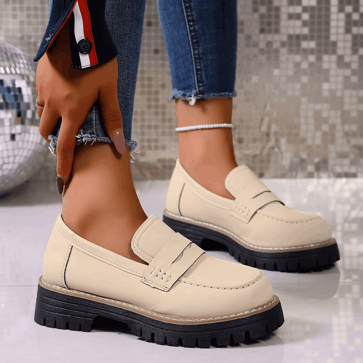 Séraphine | Mocassins à plateau style college