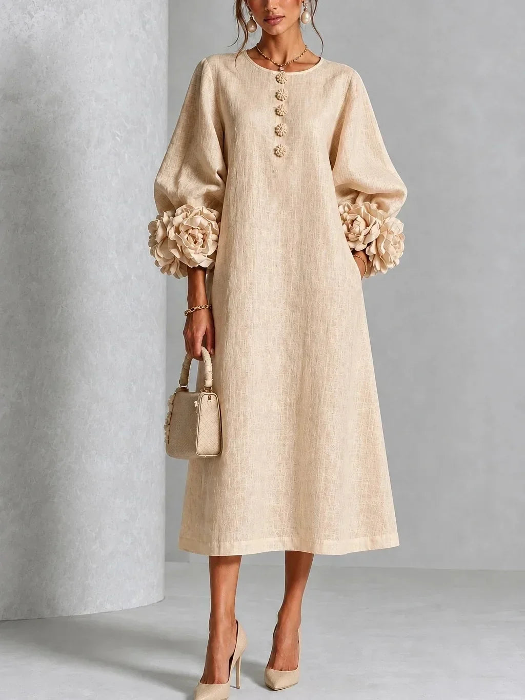 Apolline | Robe midi fleurie Abricot