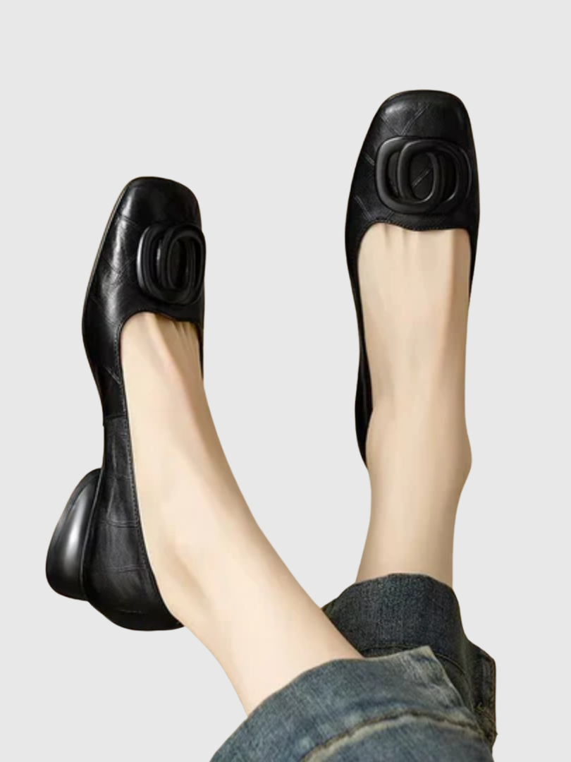 Ninon | Ballerines en Cuir avec Bout Carré