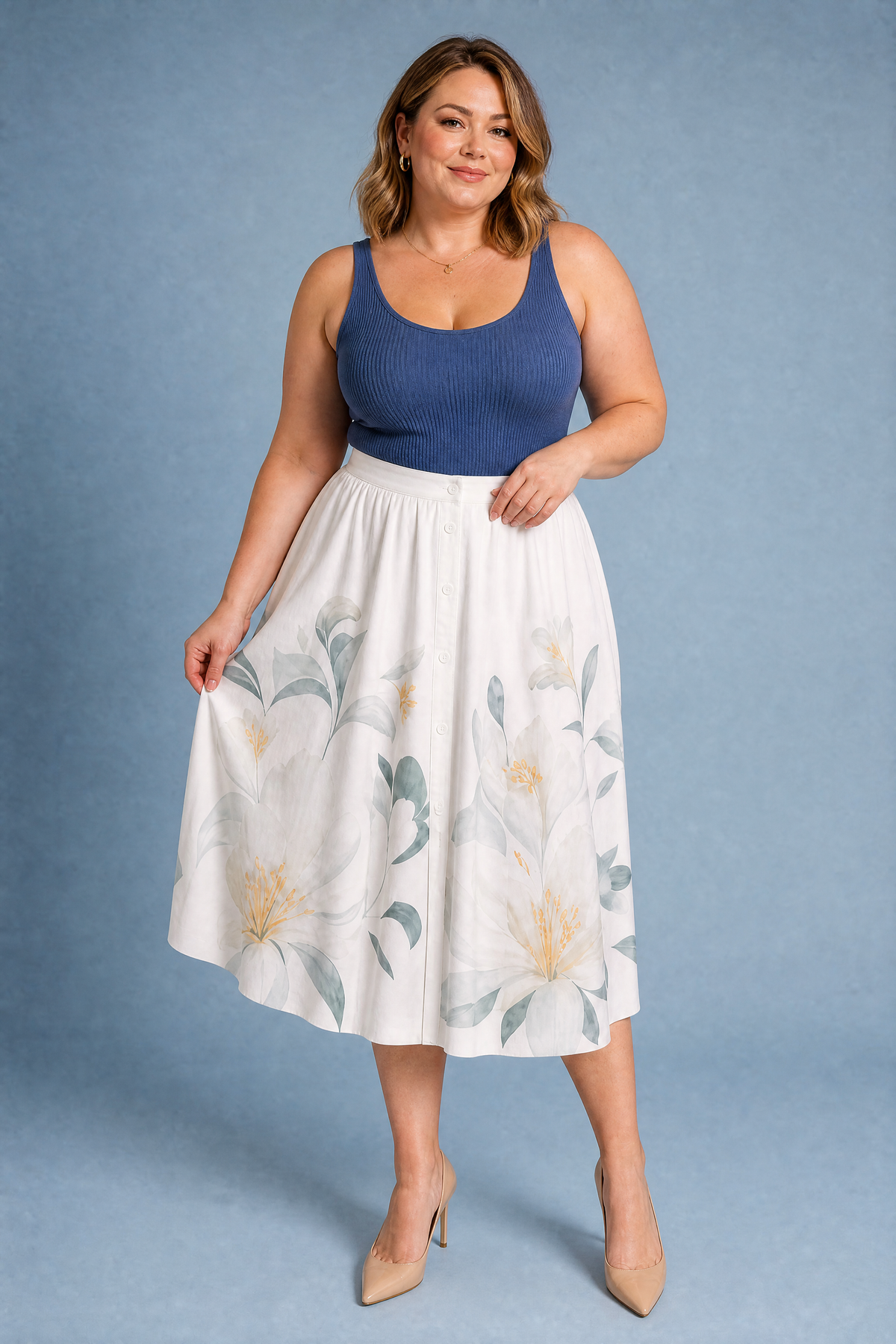 Janine | Jupe midi fleurie ample
