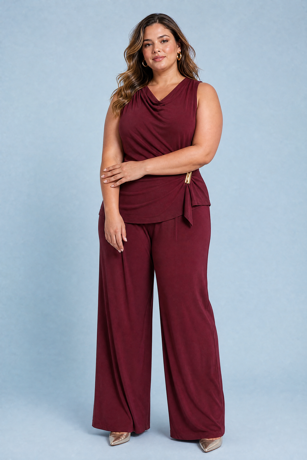Léna | Ensemble col drapé asymétrique