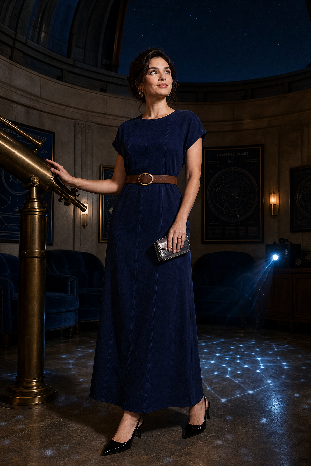 Désirée | Robe longue ceinturée manches courtes