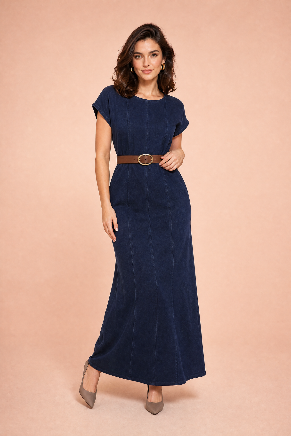 Désirée | Robe longue ceinturée manches courtes