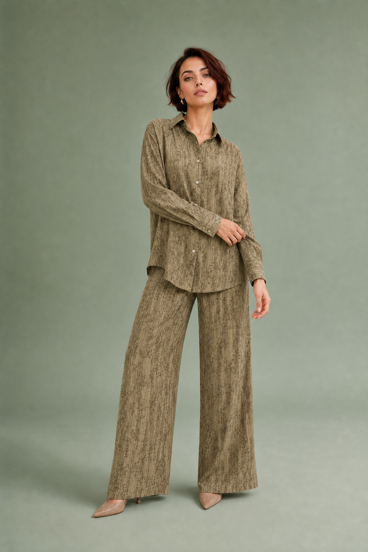 Liliane | Ensemble chemise jacquard fluide