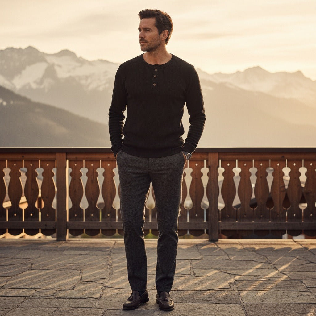 Gaëtan | T-shirt henley col côtelé