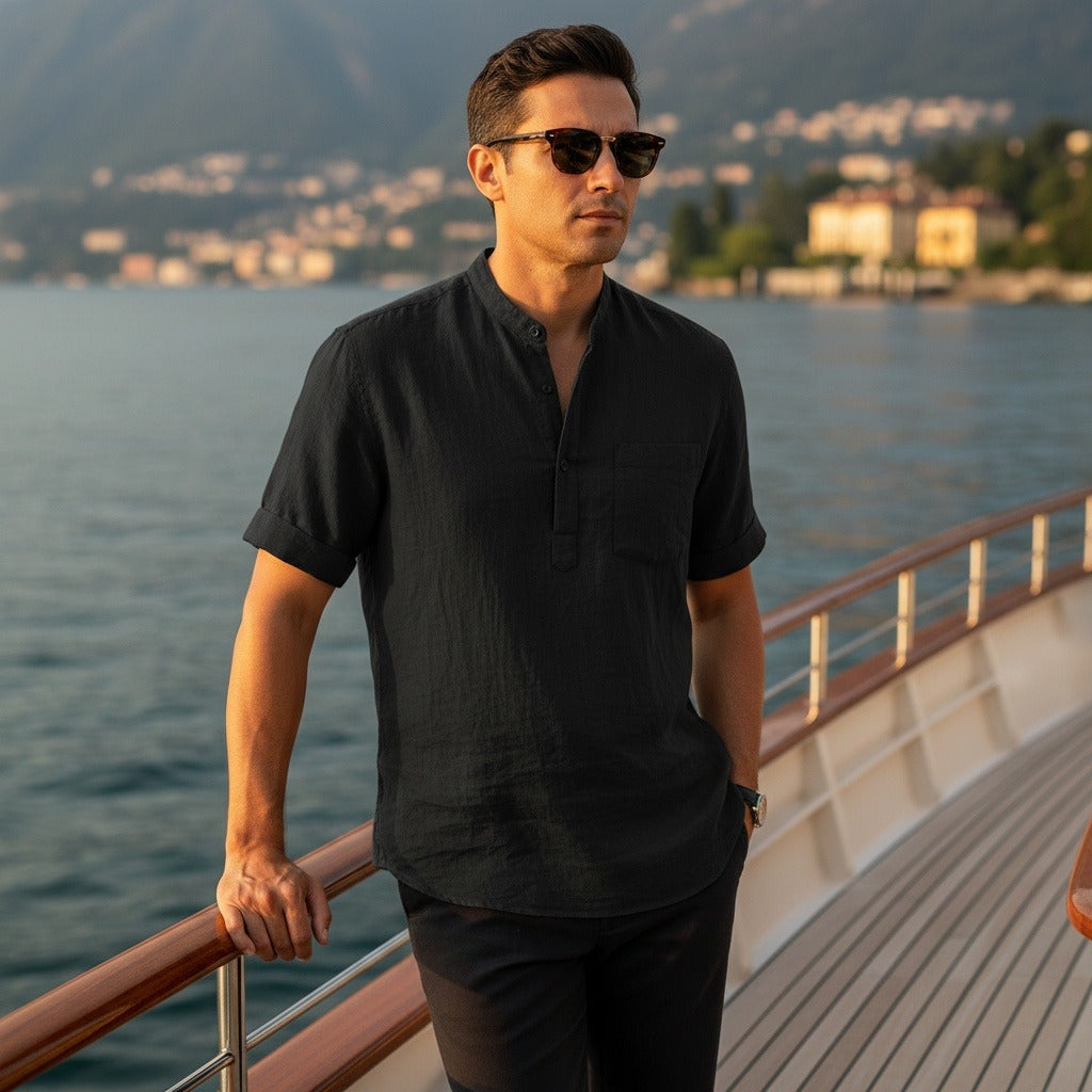 Gabin | T-shirt en lin col côtelé