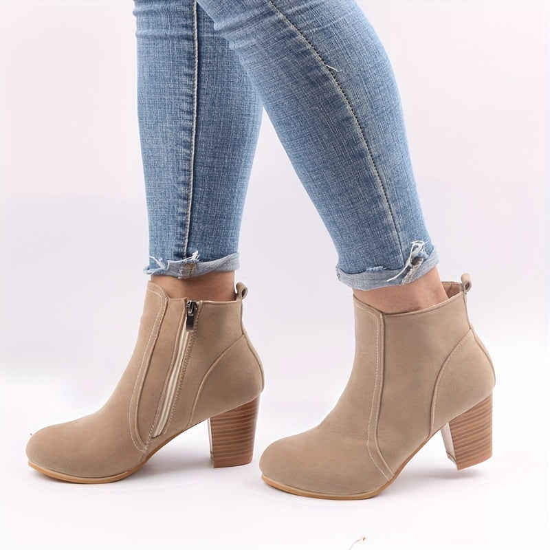 Paulette | Bottines zippées effet daim
