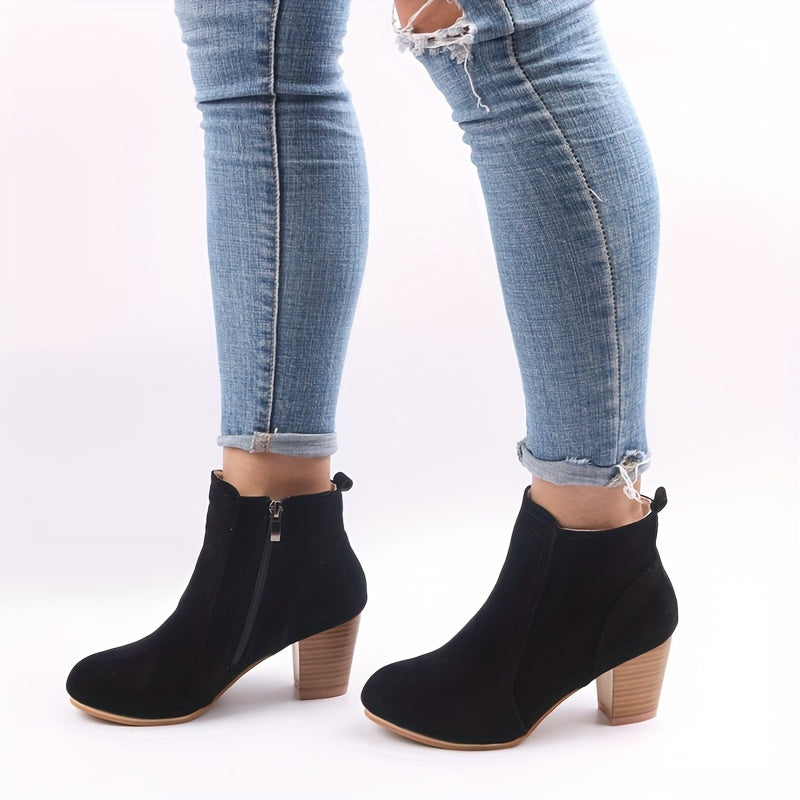 Paulette | Bottines zippées effet daim