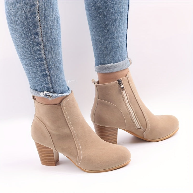 Paulette | Bottines zippées effet daim