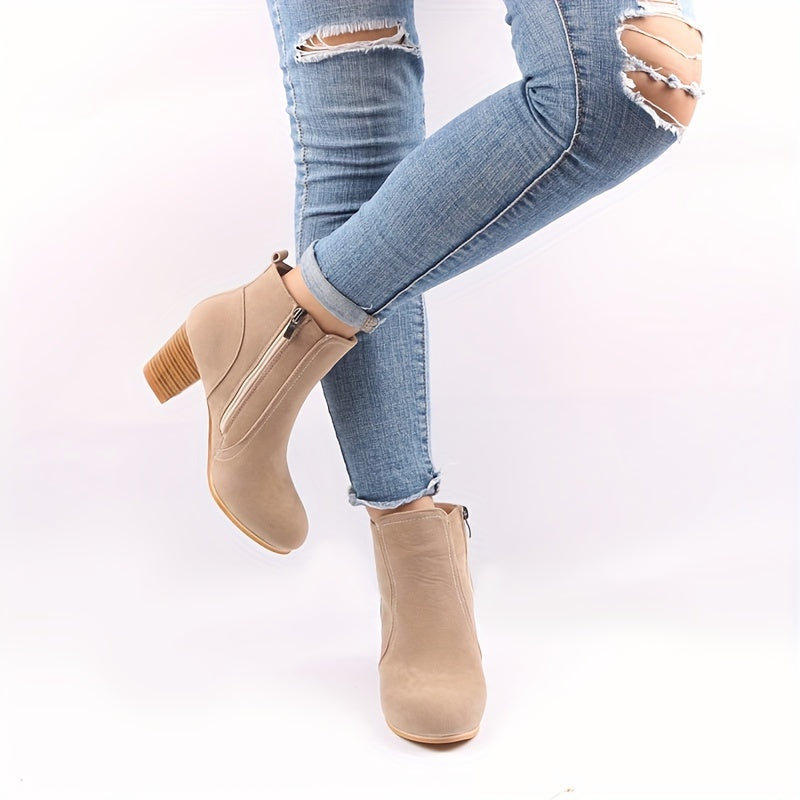Paulette | Bottines zippées effet daim