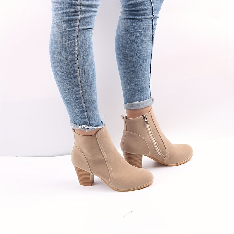 Paulette | Bottines zippées effet daim
