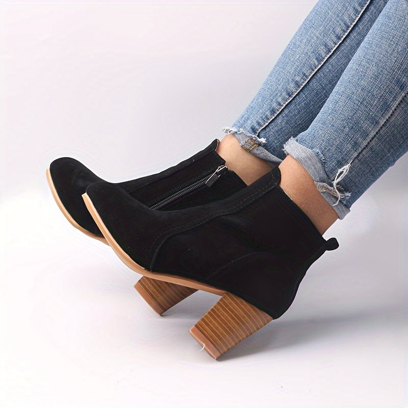 Paulette | Bottines zippées effet daim
