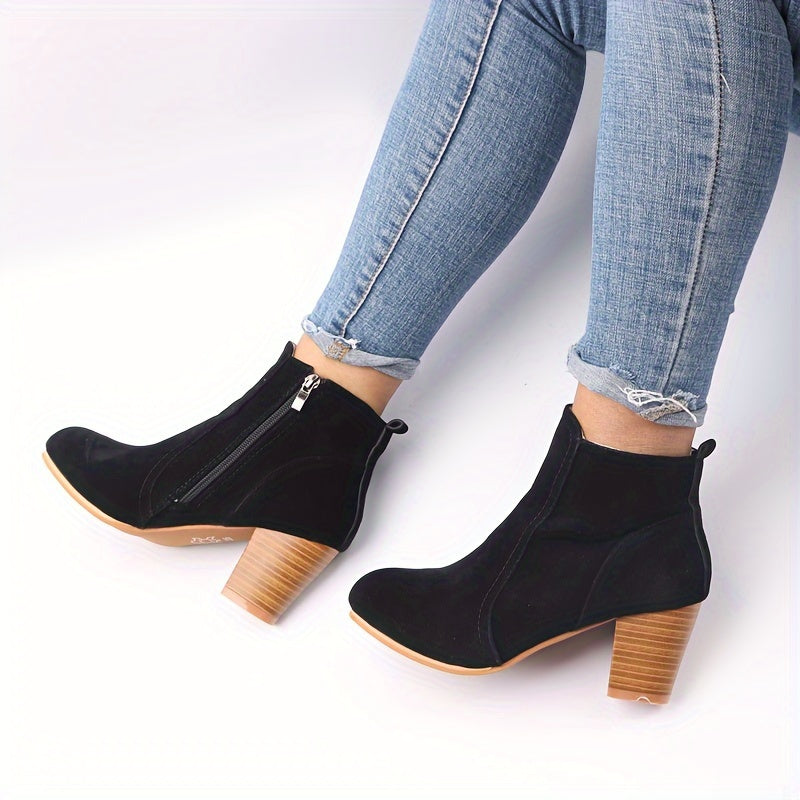 Paulette | Bottines zippées effet daim