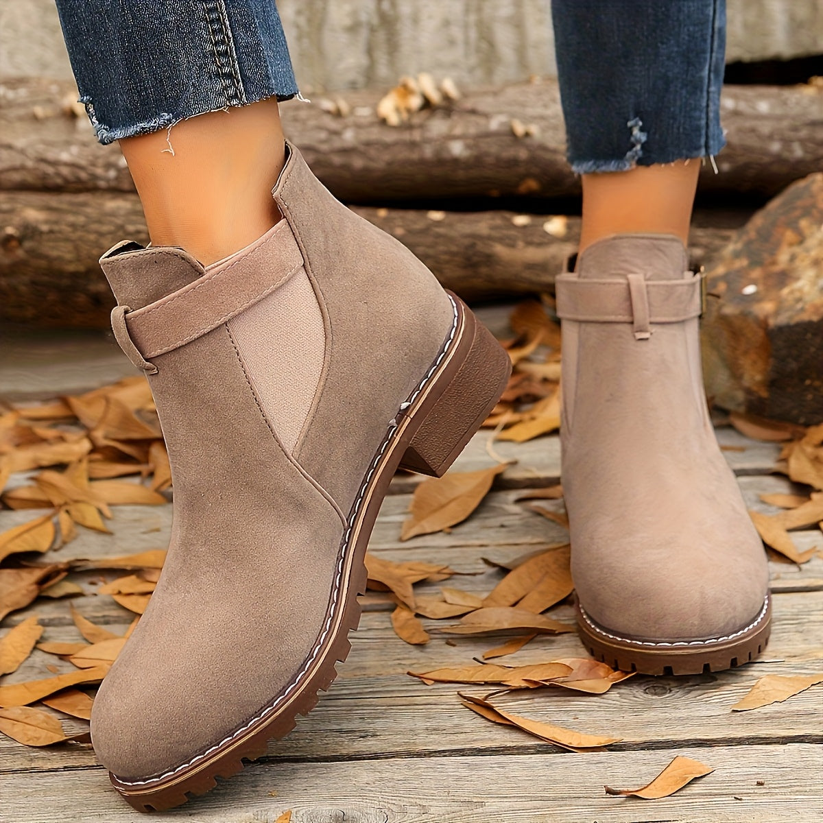 Pia | Bottines à boucle effet daim