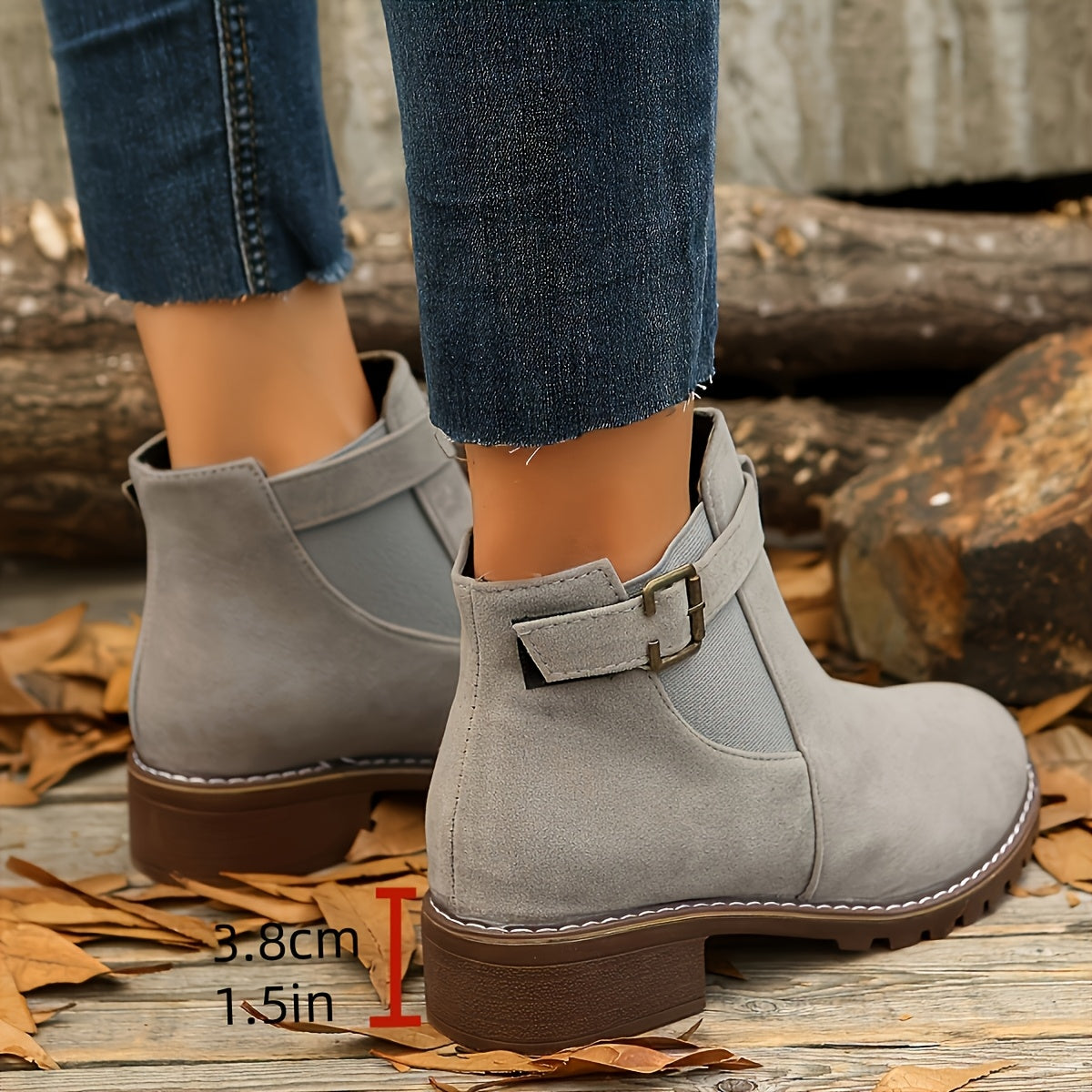 Pia | Bottines à boucle effet daim