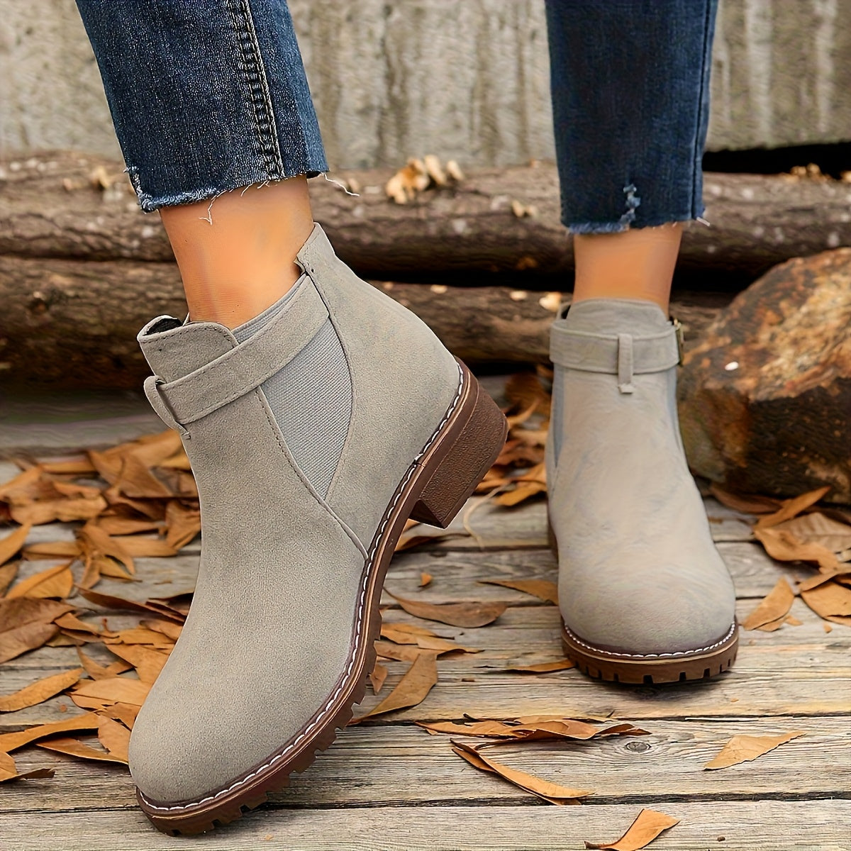 Pia | Bottines à boucle effet daim