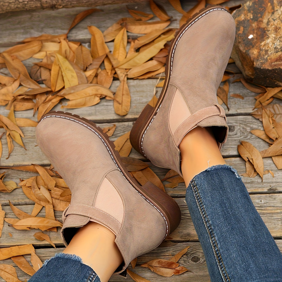 Pia | Bottines à boucle effet daim