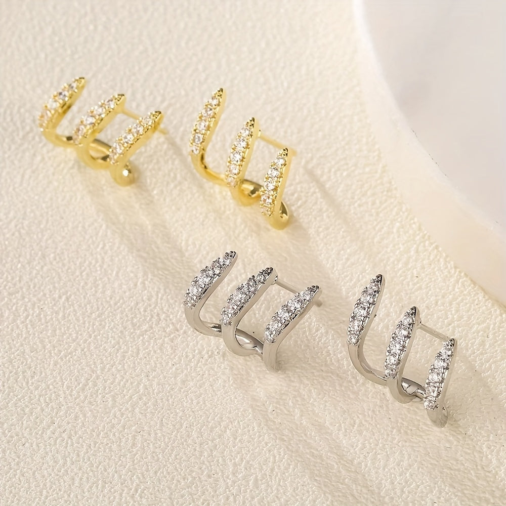 Flora - Élégante boucle d’oreille triple au design sophistiqué