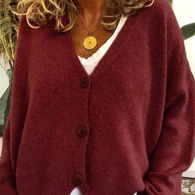 Cerise | Cardigan boutonné col V