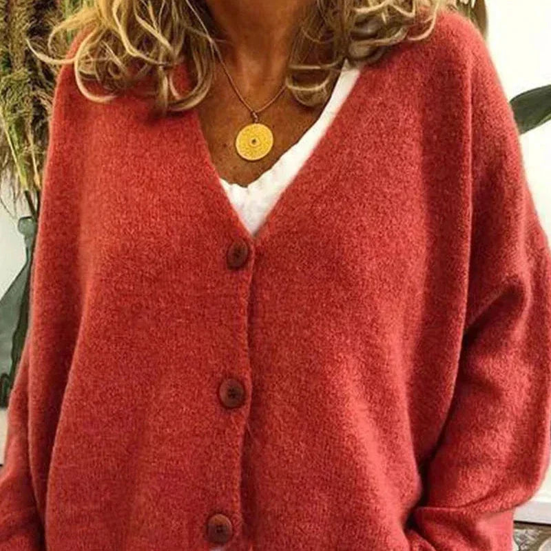 Cerise | Cardigan boutonné col V