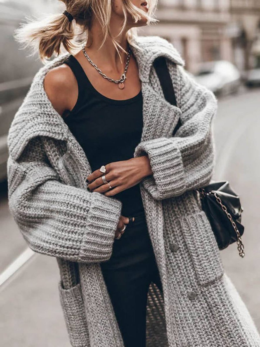 Cécile | Long cardigan à revers