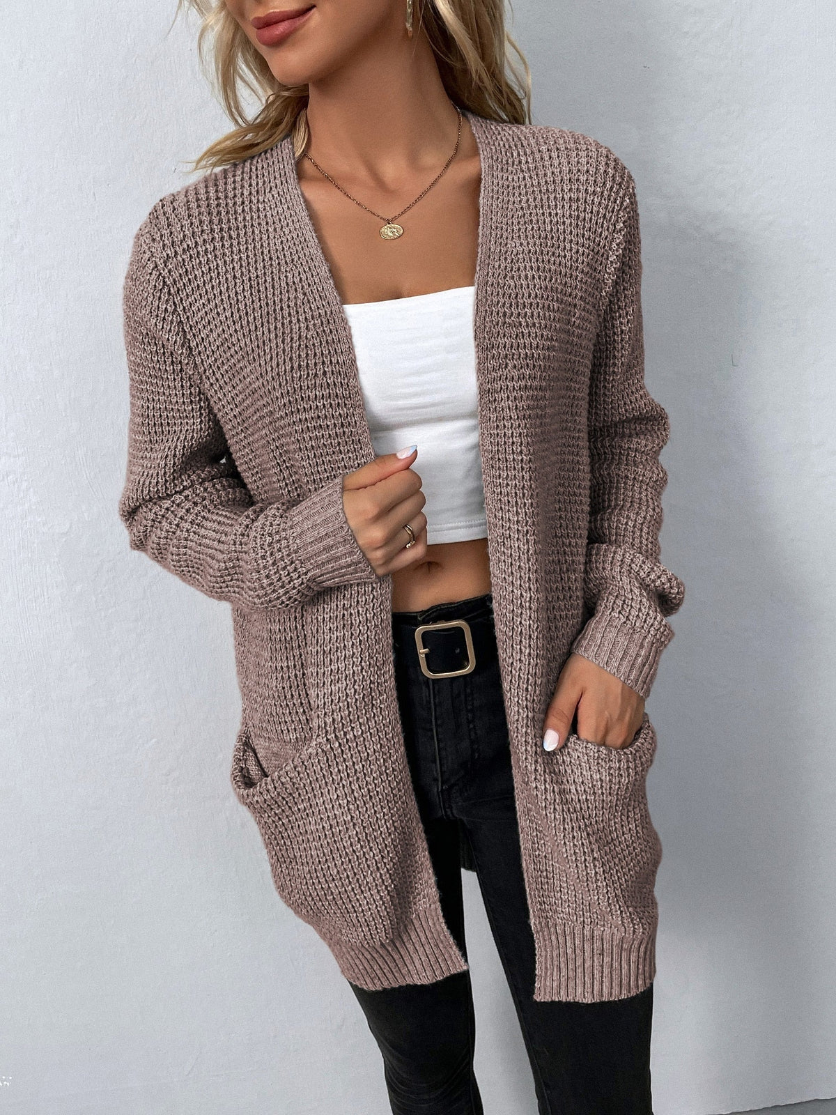 Cynthia | Cardigan ouvert maille gaufrée