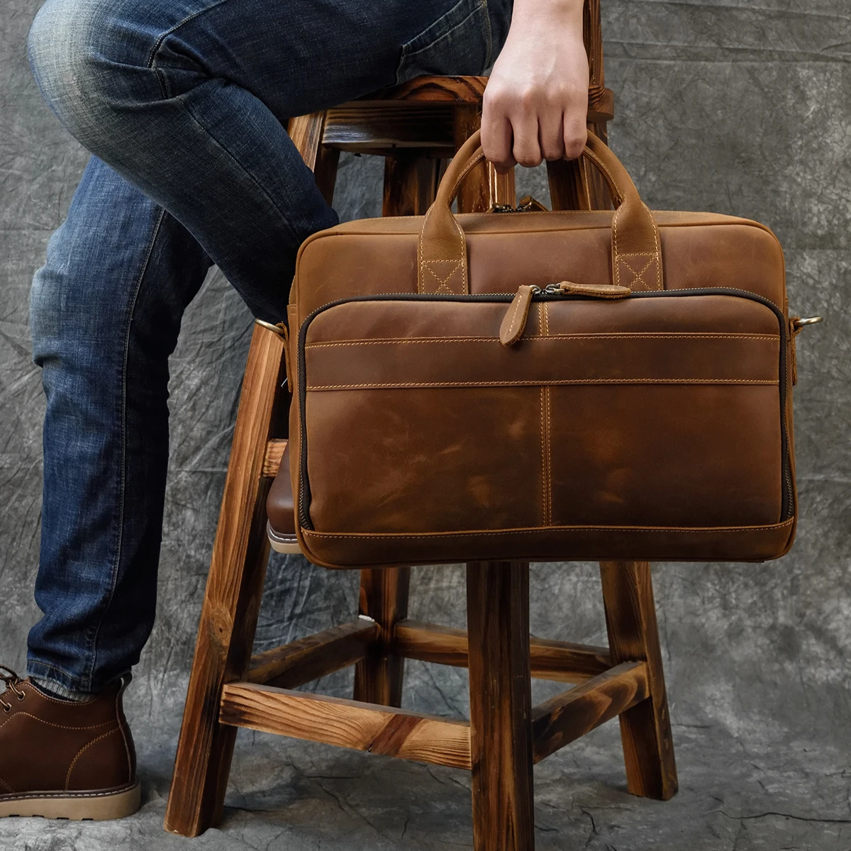Zénon | Cartable vintage en cuir