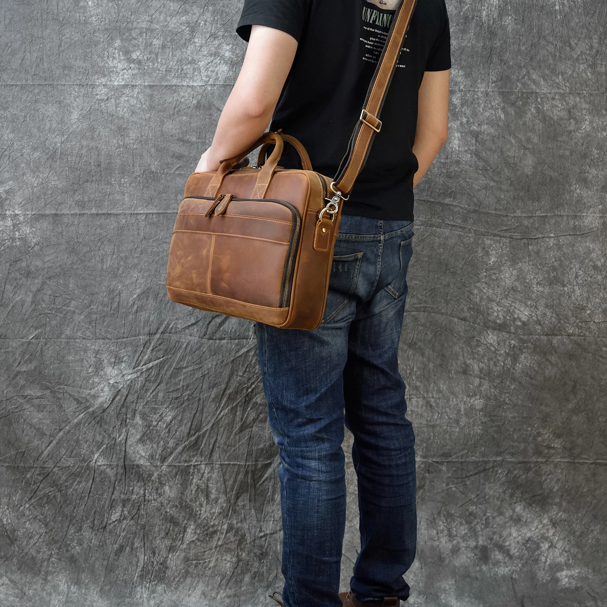 Zénon | Cartable vintage en cuir