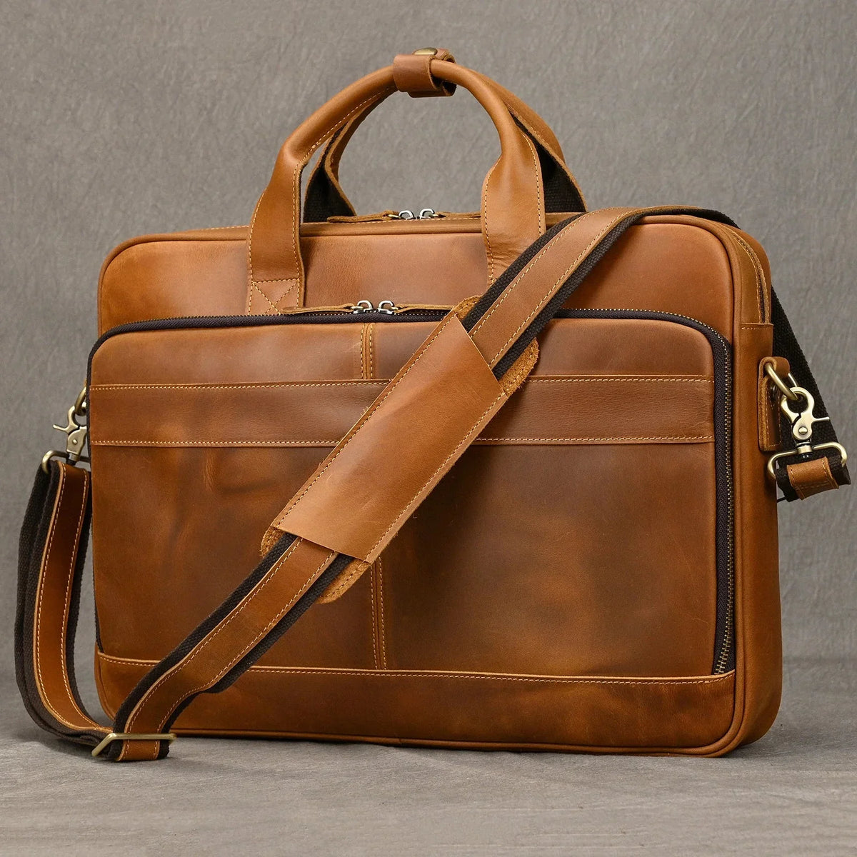 Zénon | Cartable vintage en cuir