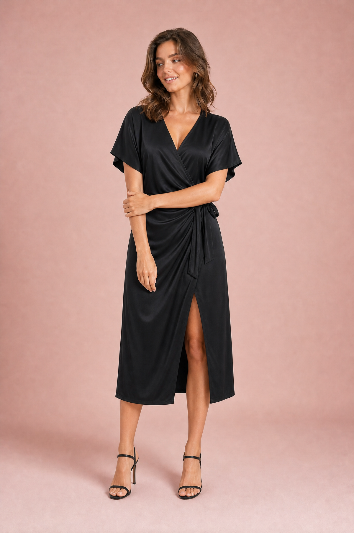 Déborah | Robe midi portefeuille col V