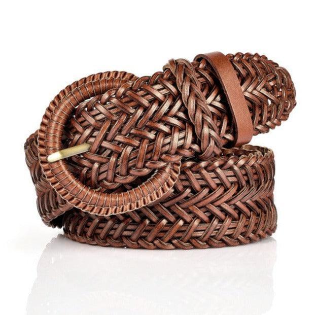 Maryline | Ceinture large en cuir tressé