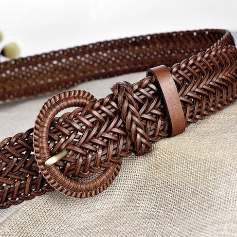 Maryline | Ceinture large en cuir tressé