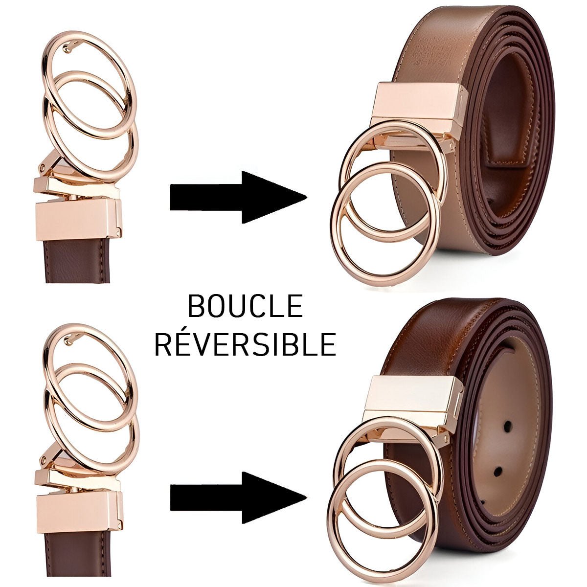 Marianne | Ceinture réversible double anneau