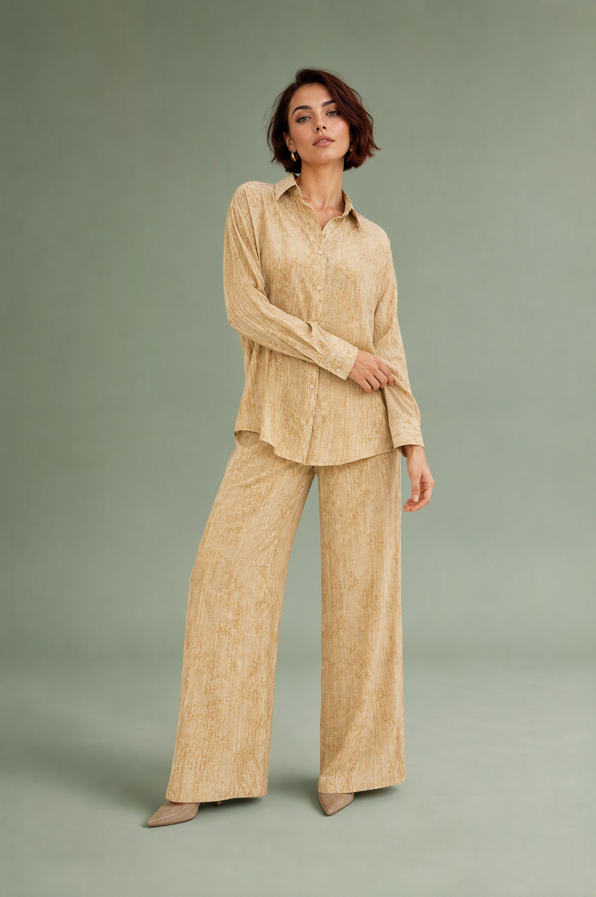 Liliane | Ensemble chemise jacquard fluide