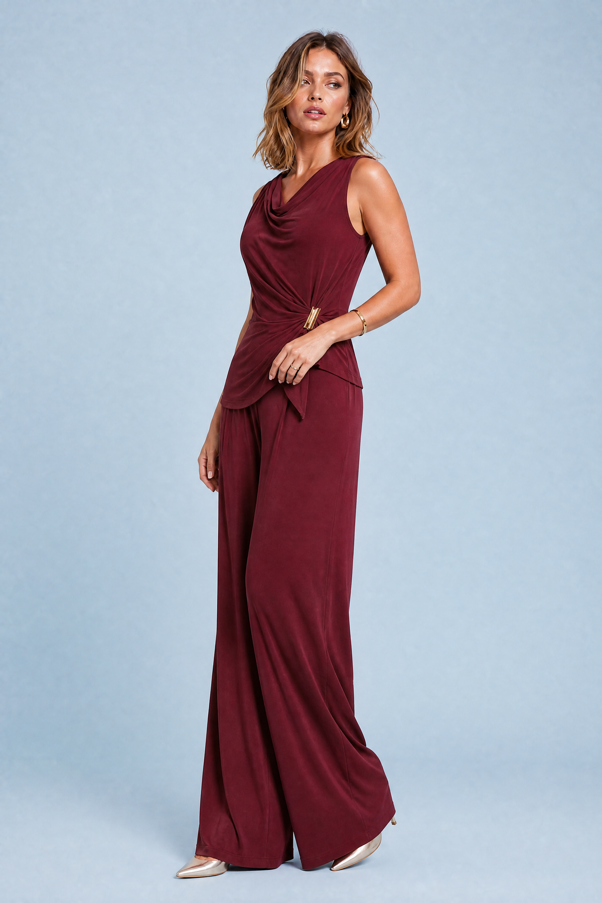 Léna | Ensemble col drapé asymétrique