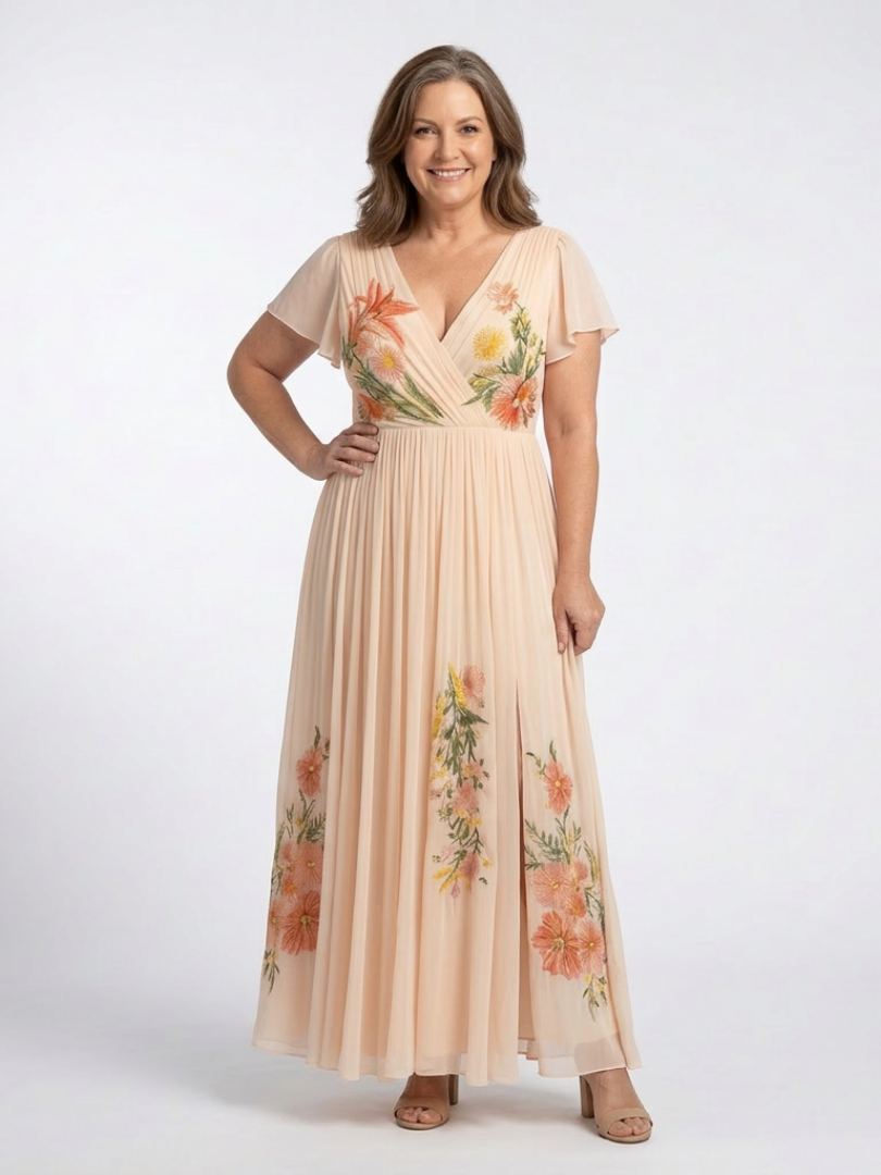 Véronique | Robe Maxi Florale Plissée Calista