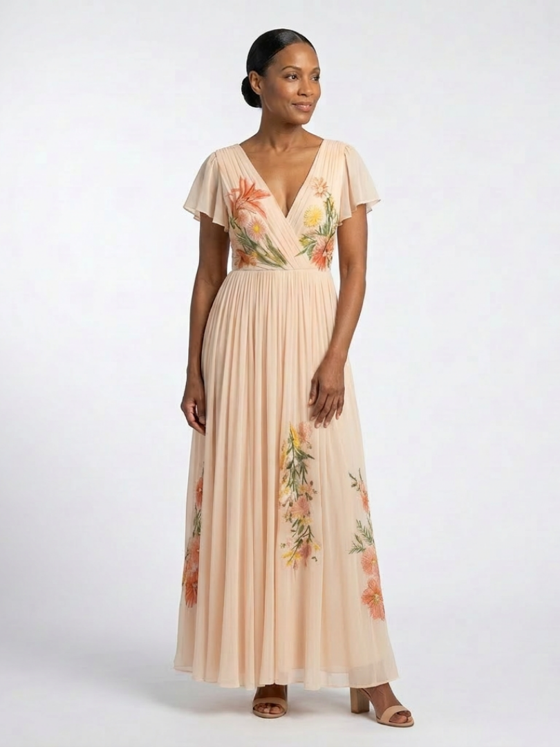 Véronique | Robe Maxi Florale Plissée Calista