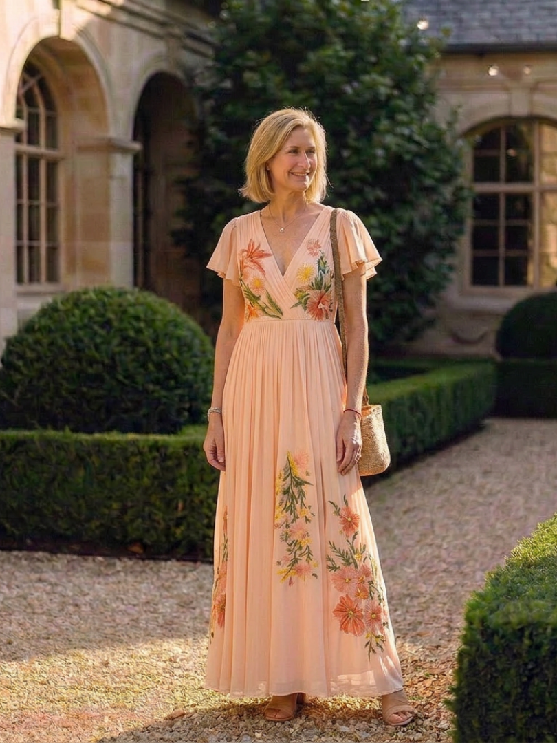 Véronique | Robe Maxi Florale Plissée Calista