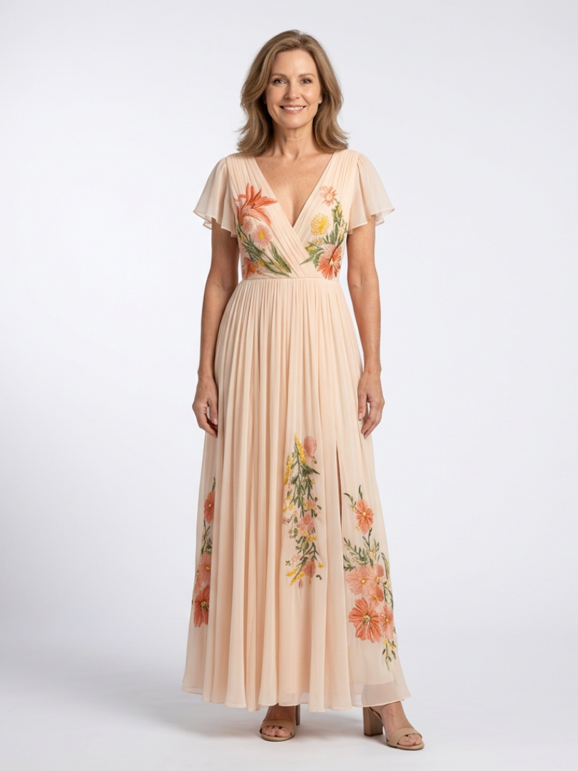 Véronique | Robe Maxi Florale Plissée Calista