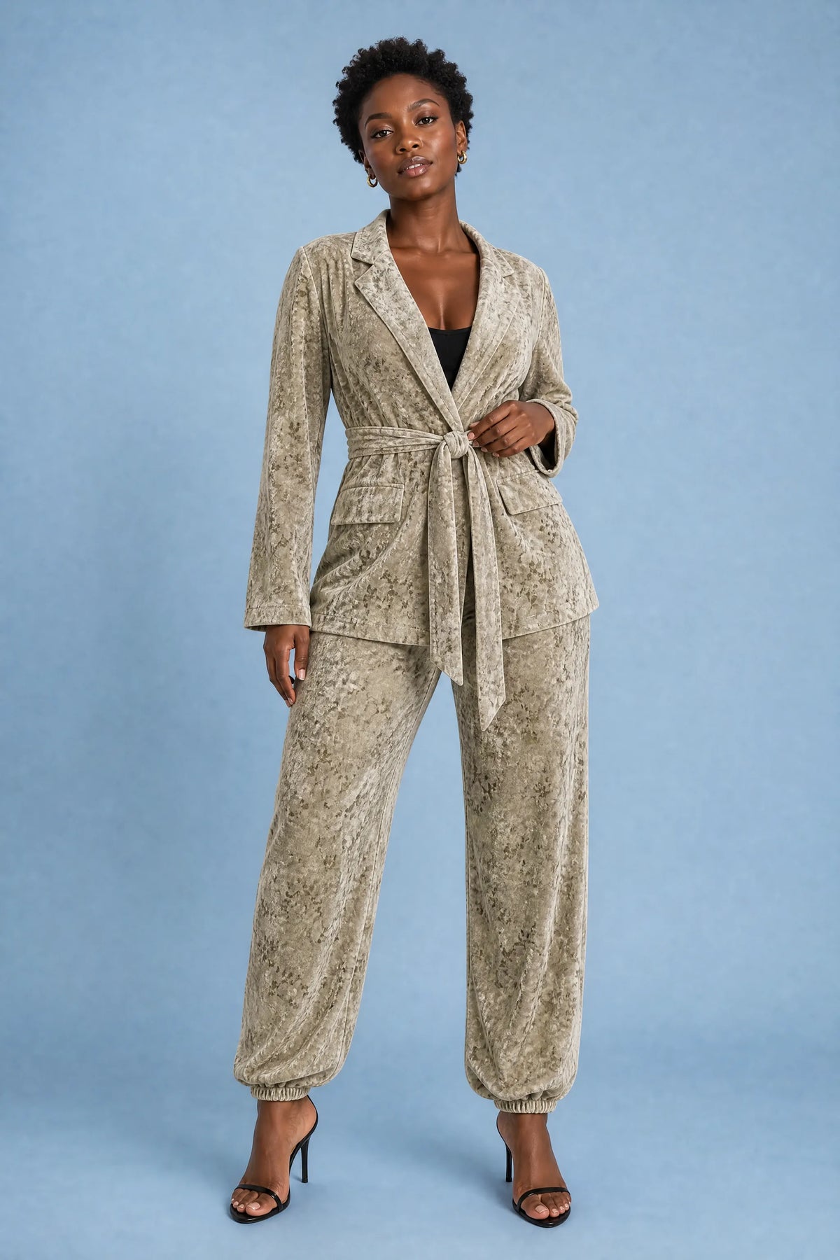 Lorraine | Ensemble velours à veste ceinturée
