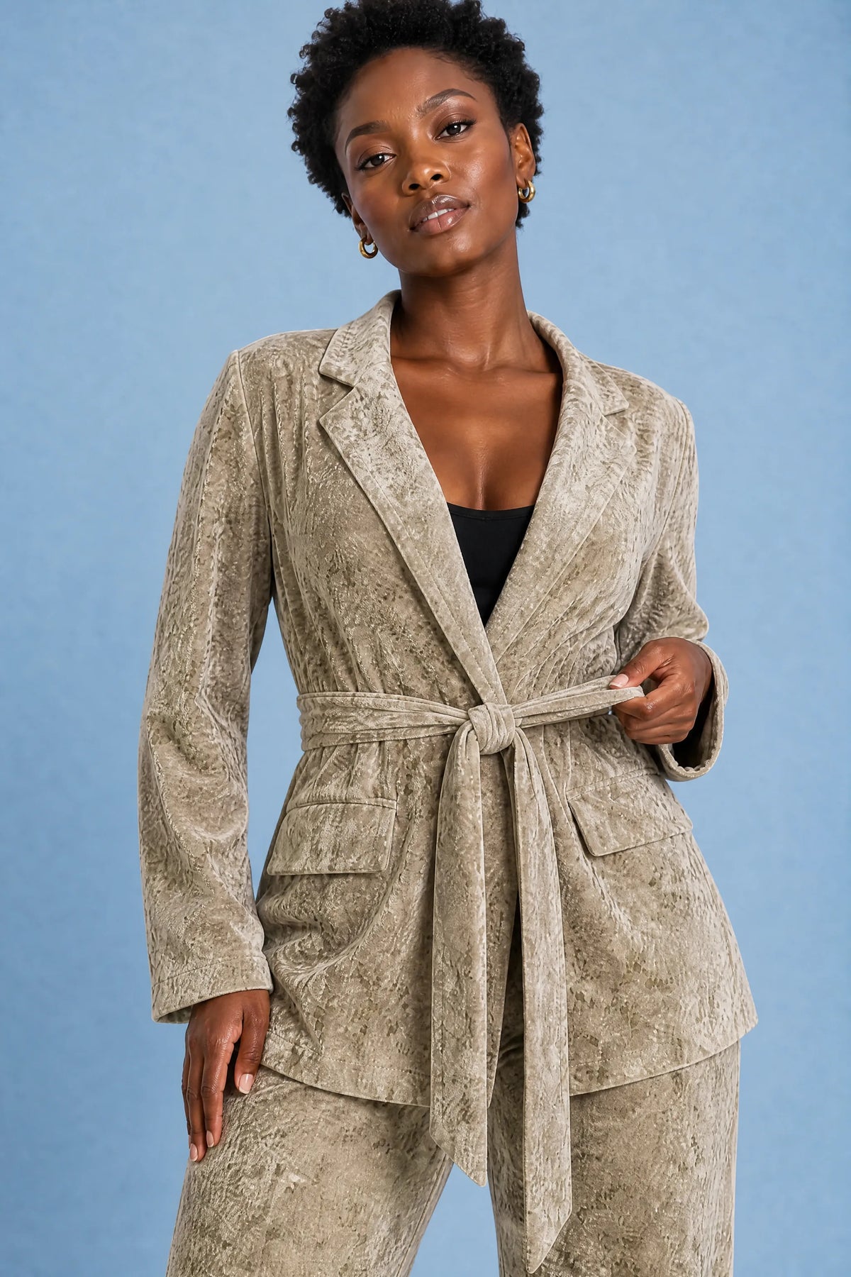 Lorraine | Ensemble velours à veste ceinturée