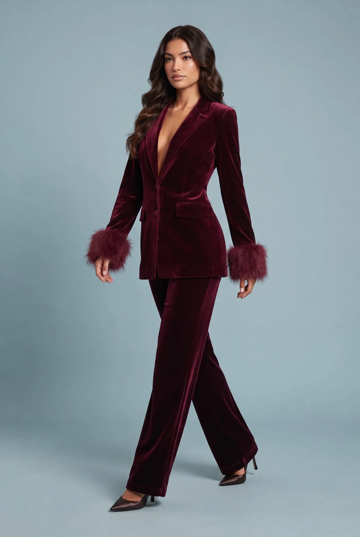 Lina | Ensemble blazer effet velours