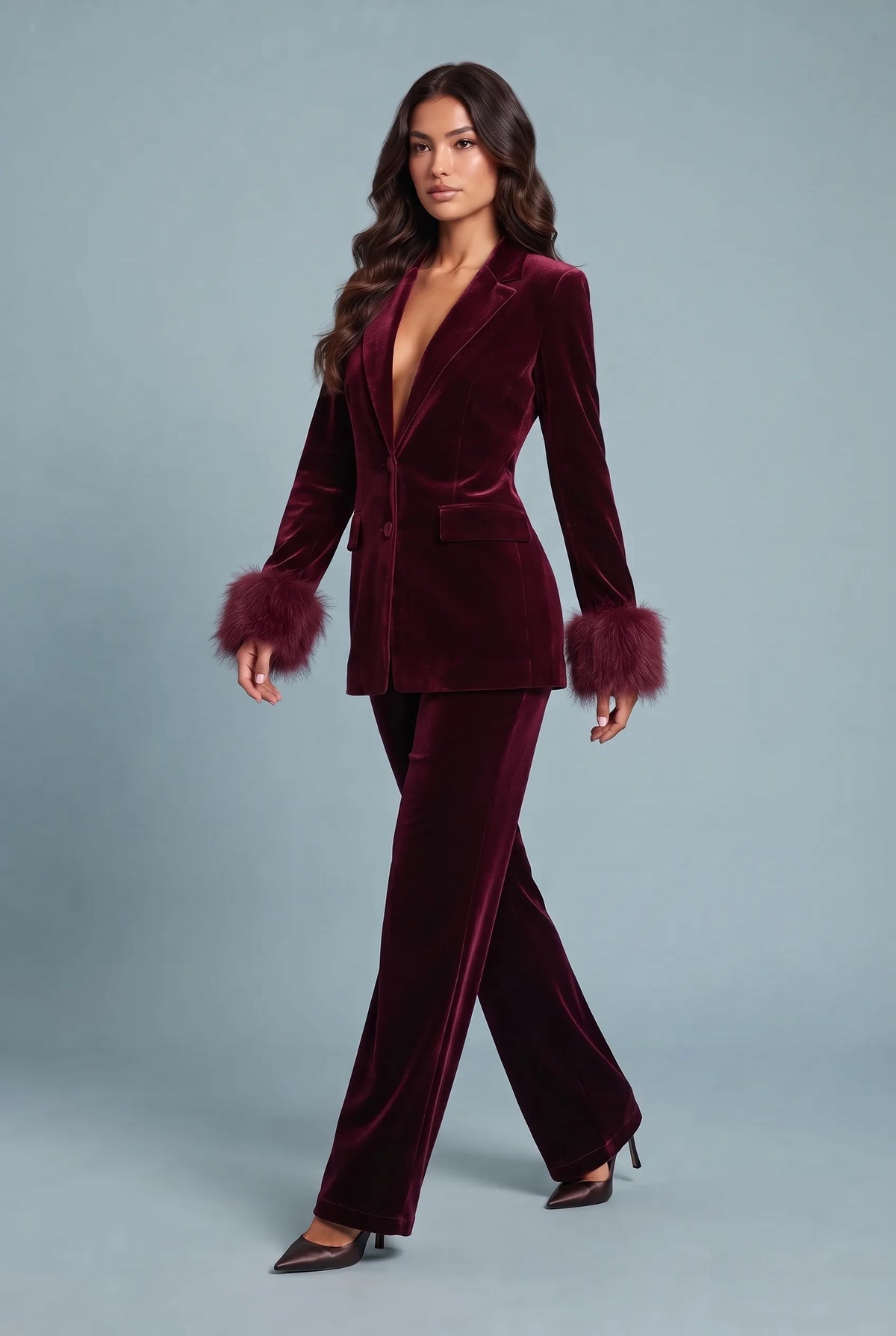 Lina | Ensemble blazer effet velours
