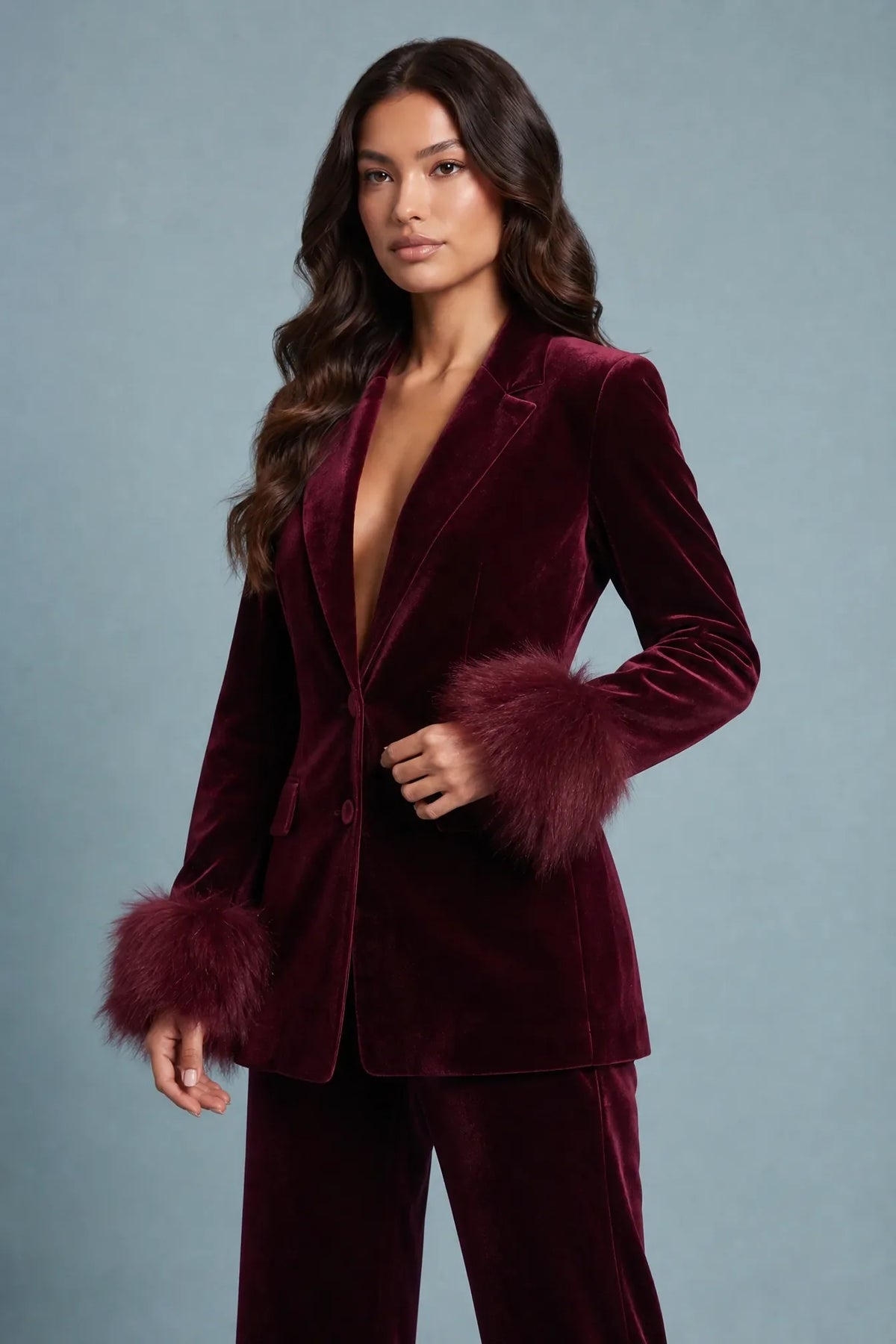 Lina | Ensemble blazer effet velours