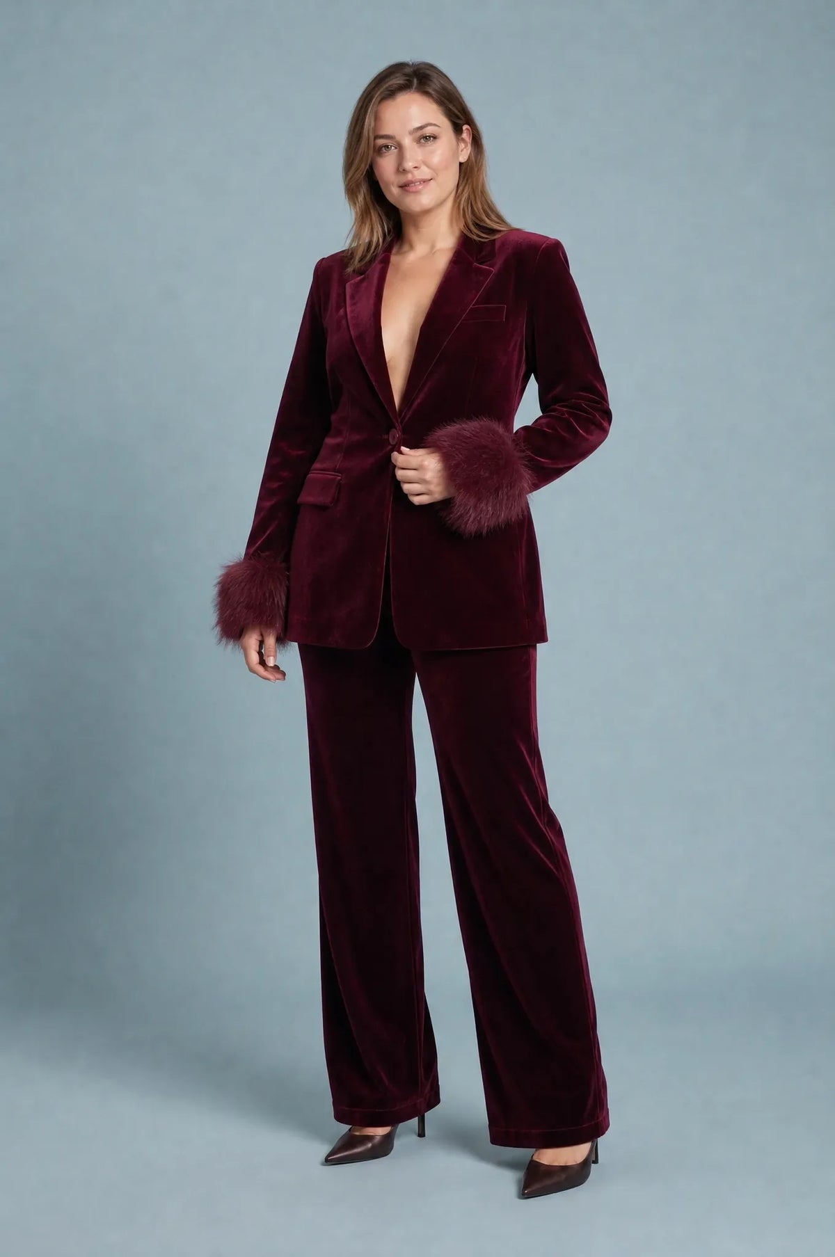 Lina | Ensemble blazer effet velours