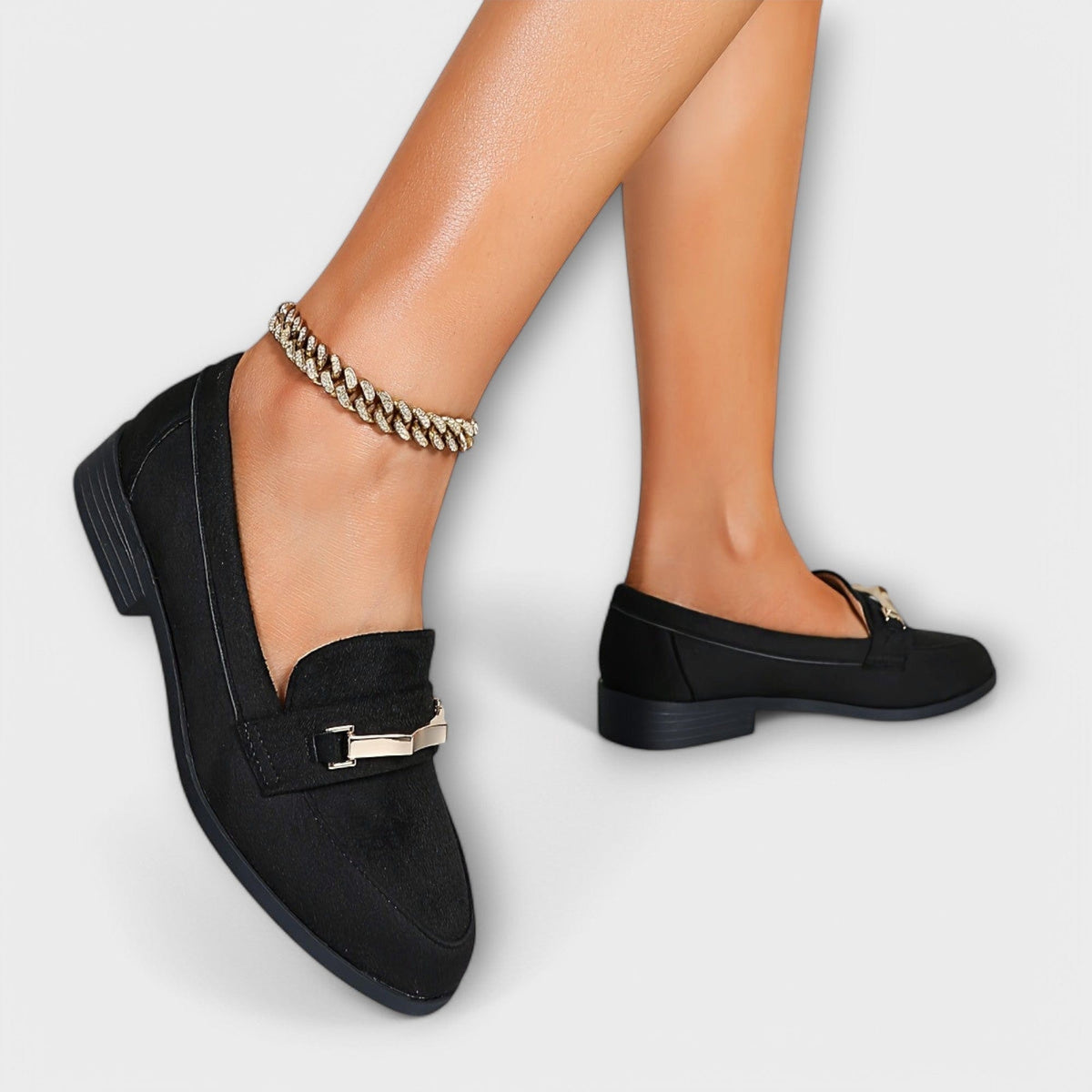 Reine | Mocassin en daim à chaînette