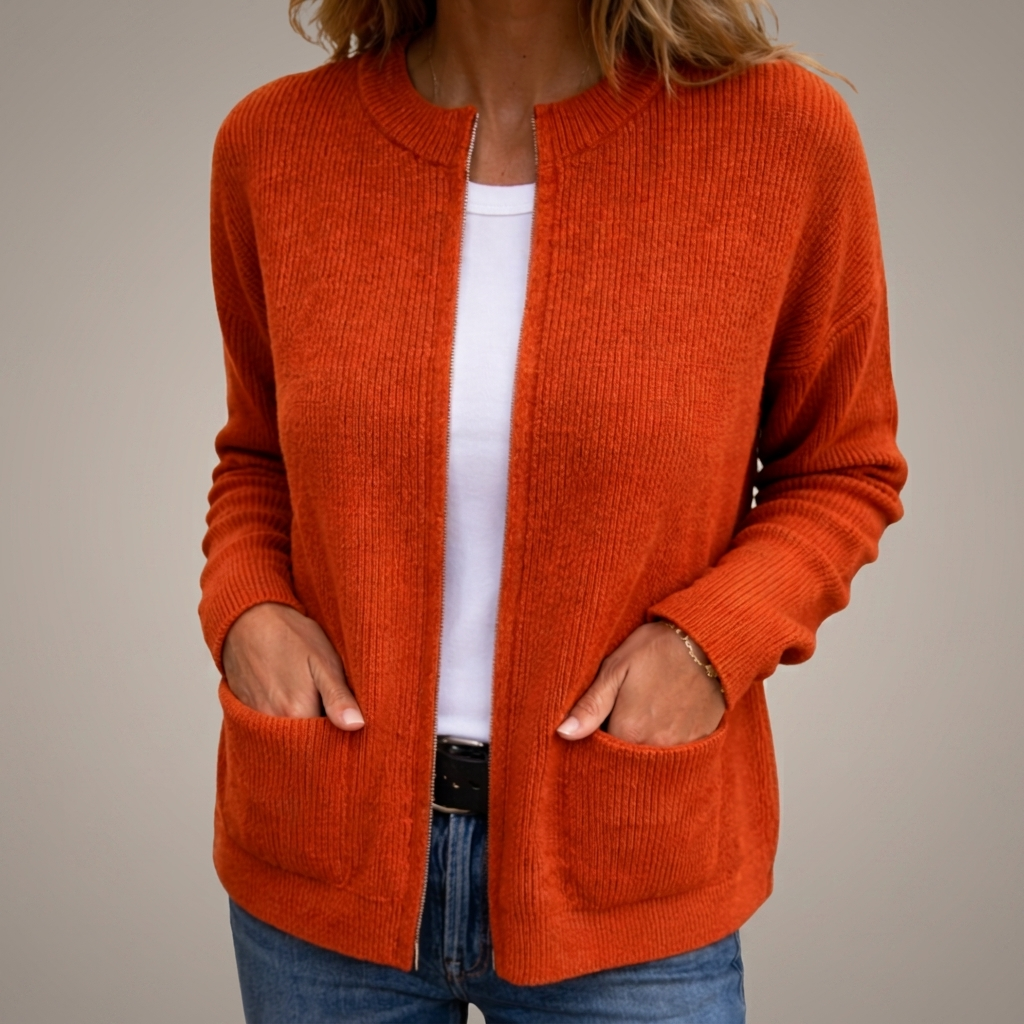 Claire | Cardigan à fermeture éclair en jersey doux