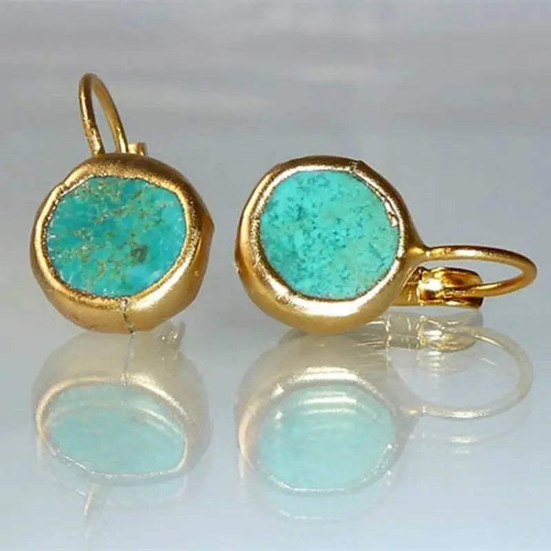 Boucles d'oreilles en or élégant avec pierre turquoise