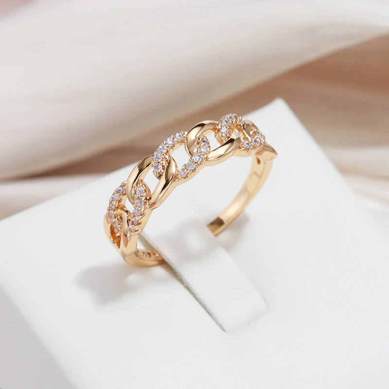 Fátima – Bague dorée « Maille Chic », élégante et sophistiquée