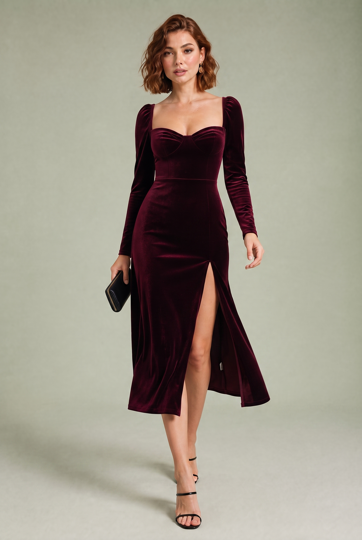 Dinah | Robe velours encolure carrée